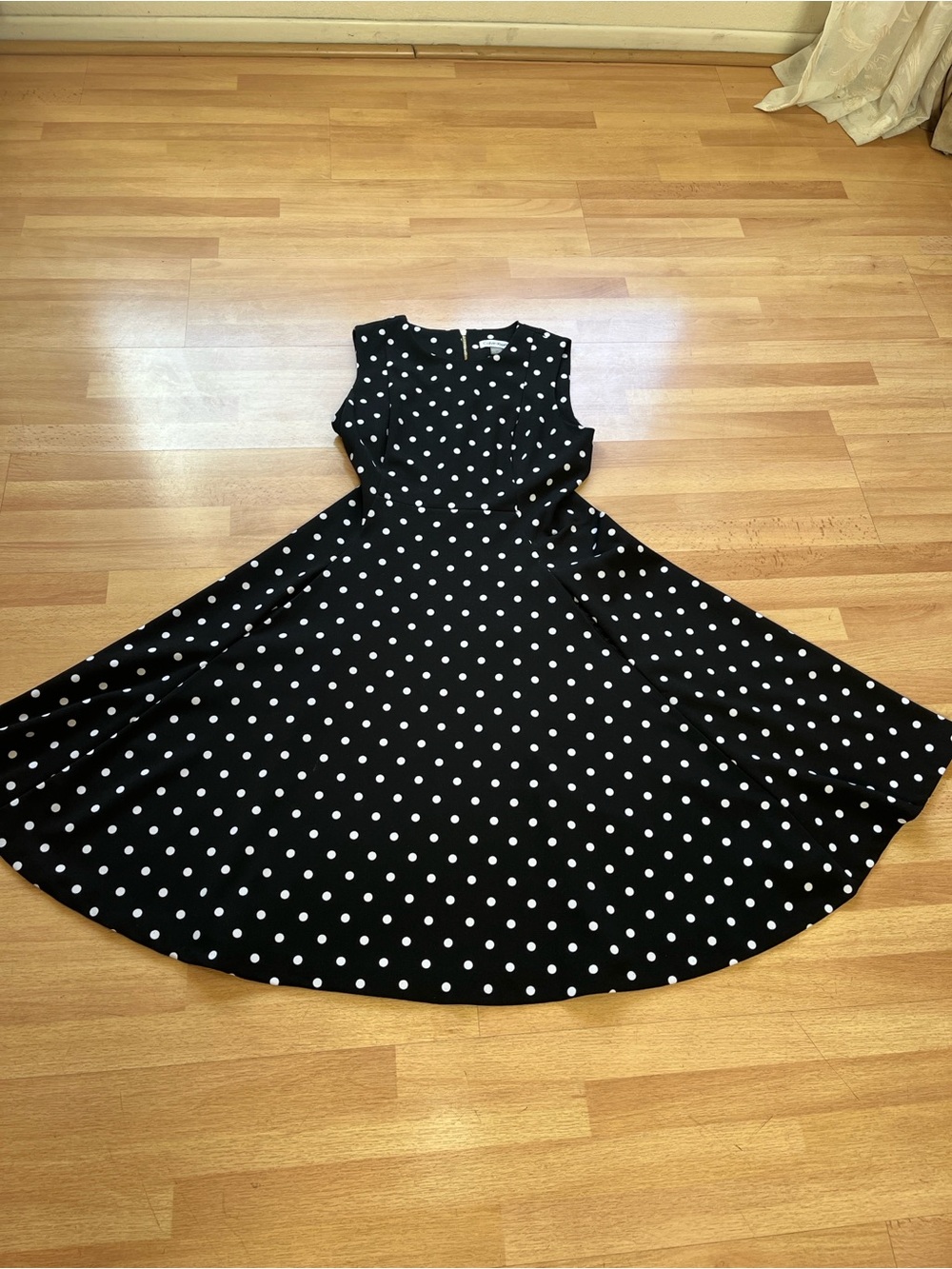 Calvin Klein Black Polka Dot A-Line Dress 8P